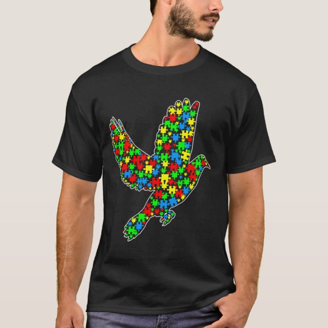 Camiseta Pigeon Funny Puzzle Animals Autism Awareness (Anverso)