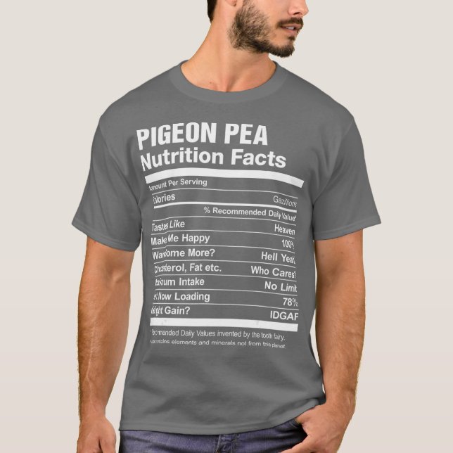 Camiseta Pigeon Pea Nutrition Hechos Gráficos divertidos (Anverso)