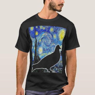 Camiseta Pigeon Starry Night Van Gogh Birdwatching Ornithol