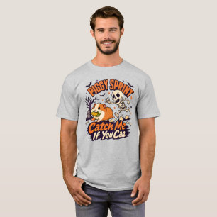 Camiseta Piggy Sprint Halloween   Esqueleto persigue cobaya