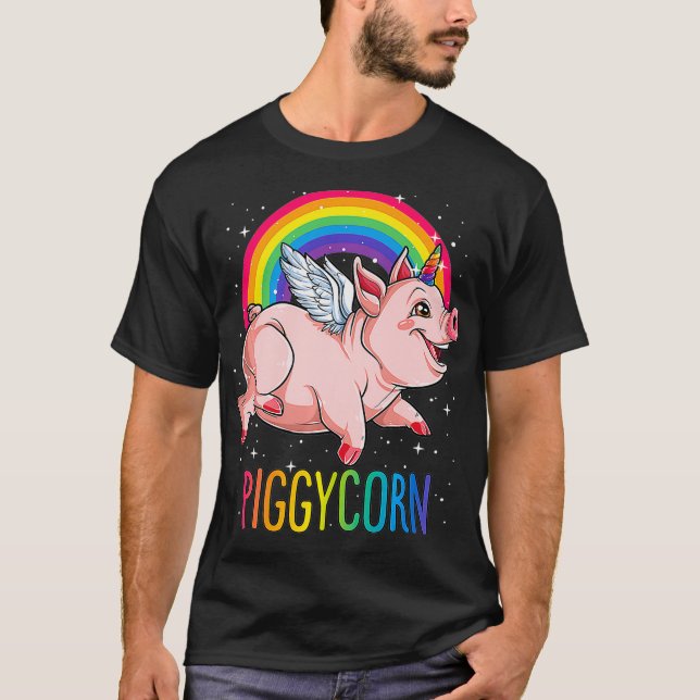 Camiseta Piggycorn Cerdo Unicornio Mujeres Niños Chicas Esp (Anverso)