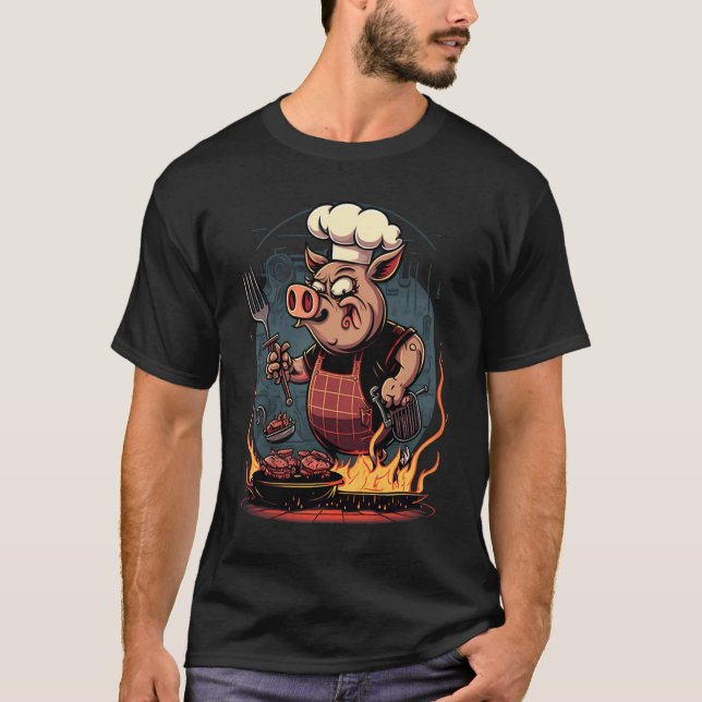Camiseta Pig's Meat   Pig Grilling Steak (Anverso)