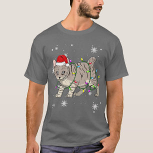 Camiseta Piiebob Cat Christmas Lights Christmas Cat Santa h