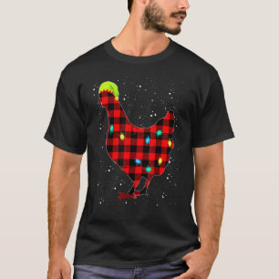 Camiseta Pijama a juego de luces rojas de pollo Navidad Xma