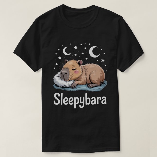 Camiseta Pijama de Dormir Capybara – Divertido Sleepybara   (Diseño del anverso)