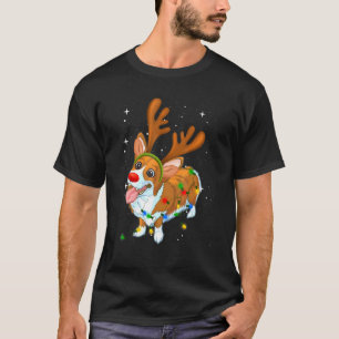 Camiseta Pijama de luces de Navidad Reno Corgi de Navidad