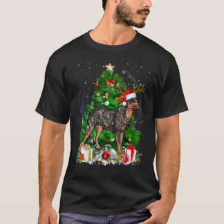 Camiseta Pijama de luz de árbol de Navidad de perro pastor