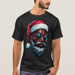 Camiseta Pijama de Navidad afroamericano Xmas Afro Santa