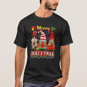 Camiseta Pijama de Navidad Alegre Luz Gnome Santa Sombrero