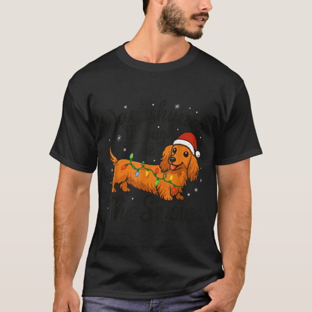 Camiseta Pijama de Navidad de Dachshund a través de la niev (Anverso)