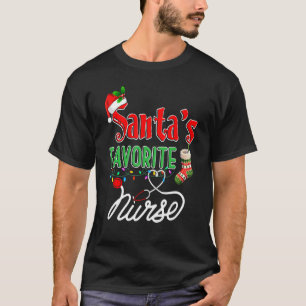Camiseta Pijama de Navidad de Enfermera Favorita de Santa L