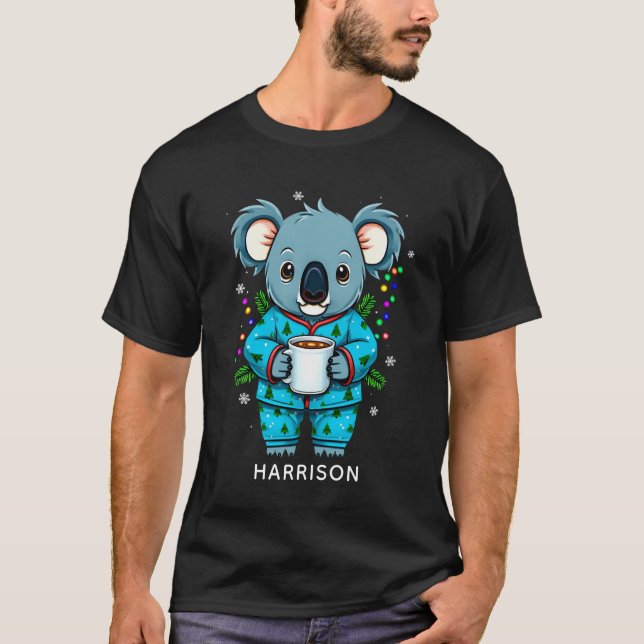 Camiseta Pijama de Navidad de Koala con Chocolate Caliente  (Anverso)