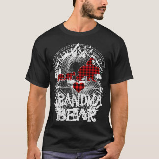 Camiseta Pijama de Navidad de la Abuela Oso Rojo Cuadros de