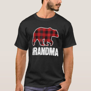 Camiseta Pijama de Navidad de la Osa Abuela Cuadro Rojo Búf