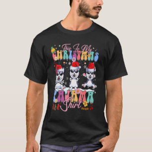 Camiseta Pijama de Navidad Husky Siberiano Santa Perro A ju