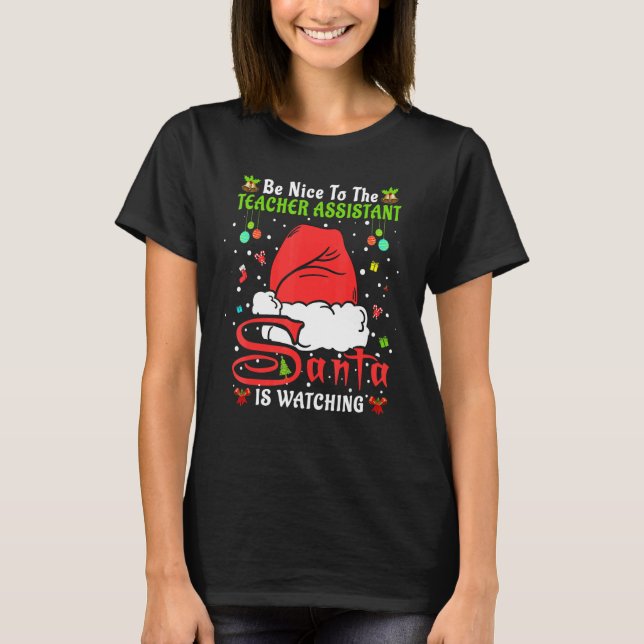 Camiseta Pijama de Navidad Sé Amable Con El Asistente Del M (Anverso)
