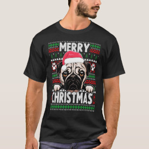 Camiseta Pijama de perro lindo Pug Perros Navidad 1