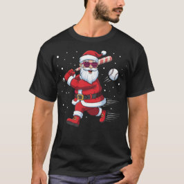 Camiseta Pijama divertido de béisbol de Navidad de Santa pa