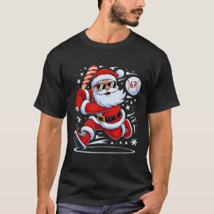 Camiseta Pijama divertido de béisbol de Santa 67 Navidad Xm