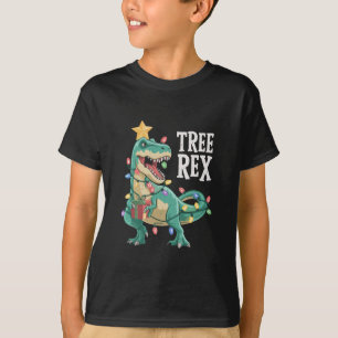 Camiseta Pijama Rex árbol dinosaurio Navidad Luces Navidad 