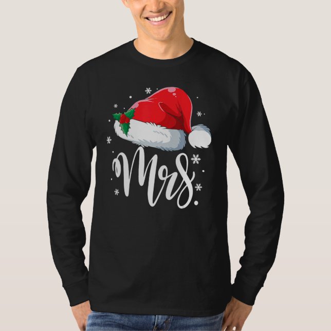 Camiseta Pijamas a juego de Navidad de la Sra. Claus y Sant (Anverso)