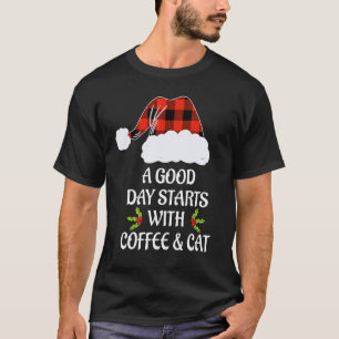 Camiseta Pijamas de Navidad Gato Taza de Café Gato Navidad