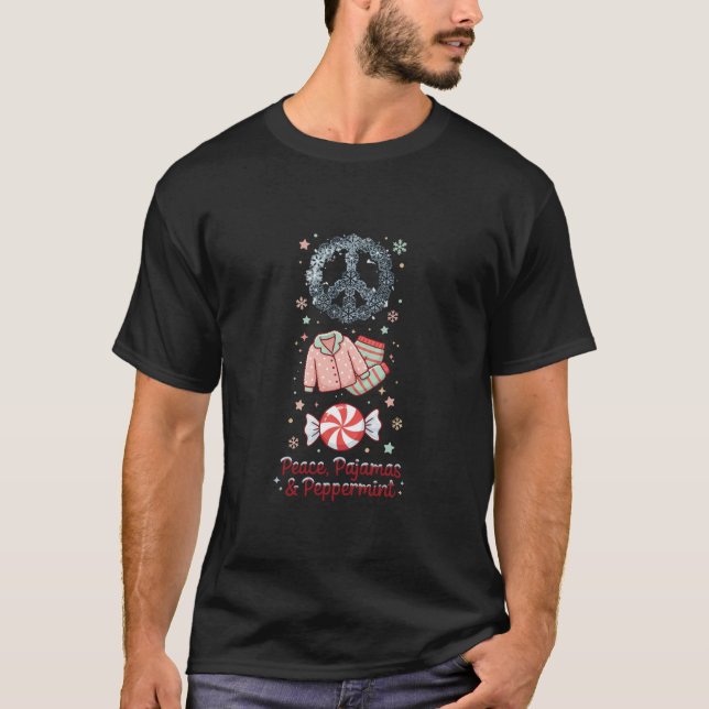 Camiseta Pijamas de Paz Menta Navideño Arte  (Anverso)