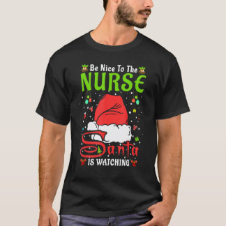 Camiseta Pijamas de Santa Navidad Sé Amable Con La Enfermer