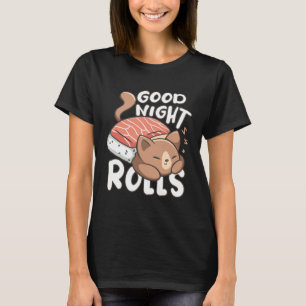 Camiseta Pijamas De Sushi De Gato Lindo Buenas Noches