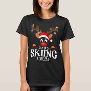 Camiseta Pijamas divertidas de Navidad con renos patinando 
