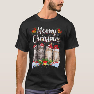 Camiseta Pijamas Navideñas de Santa Familia de Gatos Meowy