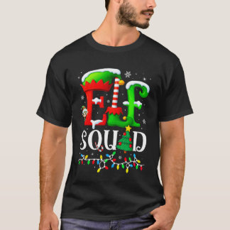 Camiseta Pijamas Navideñas Familiares De Elfos Squad De Niñ