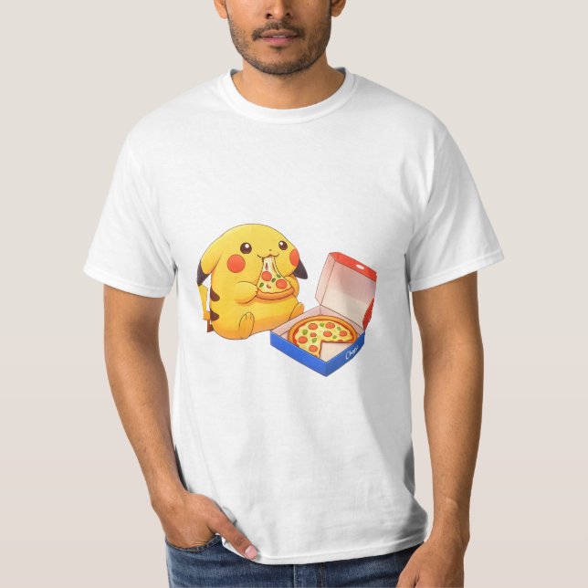 Camiseta Pikachu Amante de la Pizza (pokemon) (Anverso)