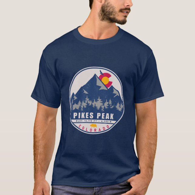 Camiseta Pikes Peak Colorado Retro Sunset Souvenirs (Anverso)