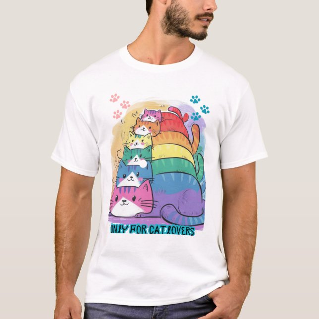 Camiseta Pila de catalovers de gatos (Anverso)