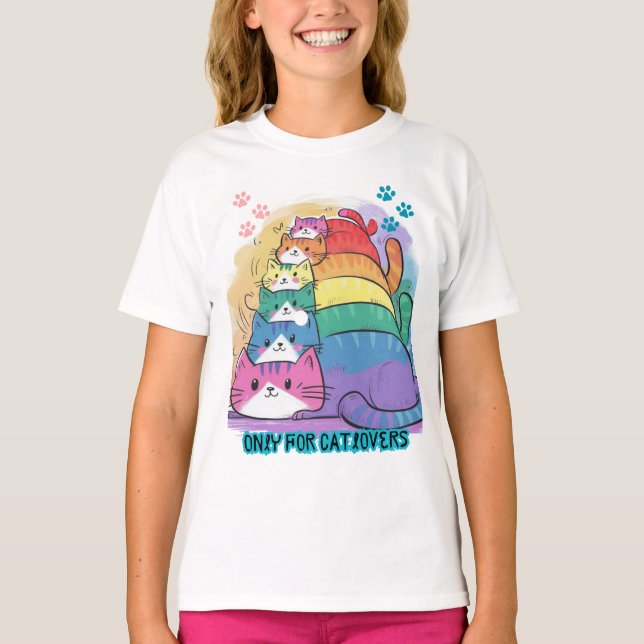 Camiseta Pila de catalovers de gatos (Anverso)