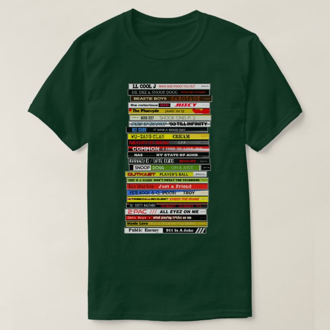 Camiseta Pila de CD de Hip Hop de los 90 (Diseño del anverso)