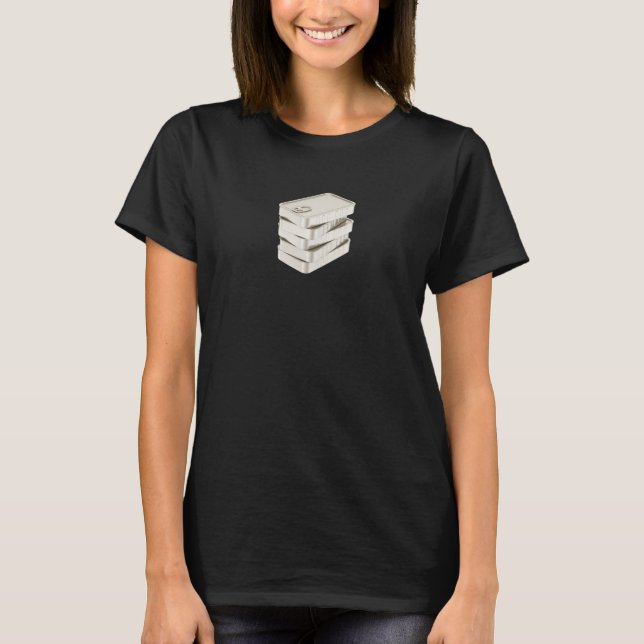 Camiseta Pila de cinco latas de sardinas (Anverso)