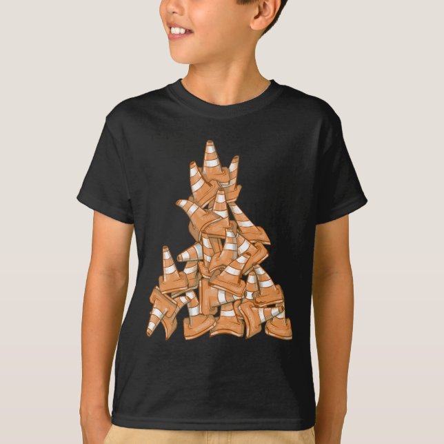 Camiseta Pila de conos de carreteras naranjas (Anverso)