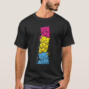 Camiseta Pila de gato del Orgullo Pansexual Bandera Pan Ani