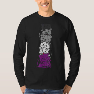 Camiseta Pila de gato Orgullo asexual Cute Ace Bandera Anim