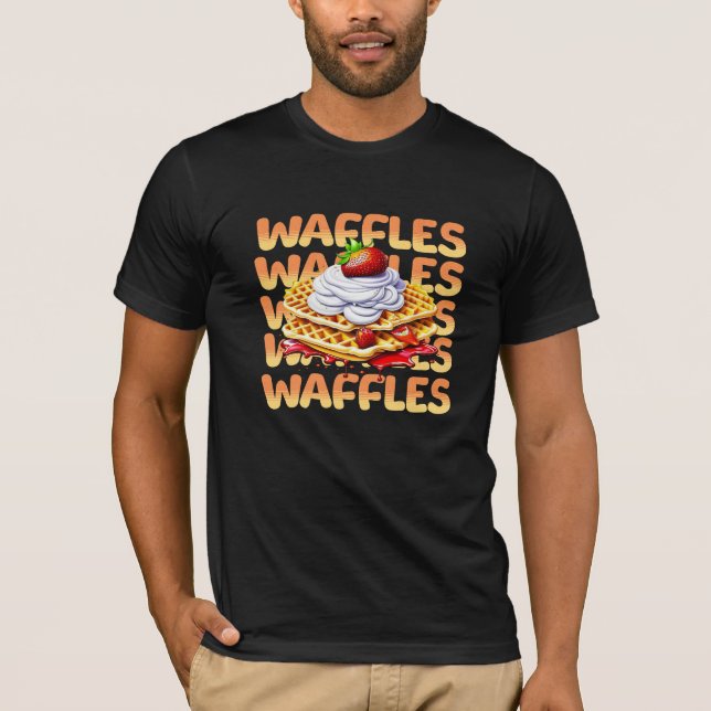 Camiseta Pila de gofres cubiertos de fresas (Anverso)