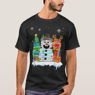 Camiseta Pila de Libros de Muñeco de Nieve de Árbol de Navi