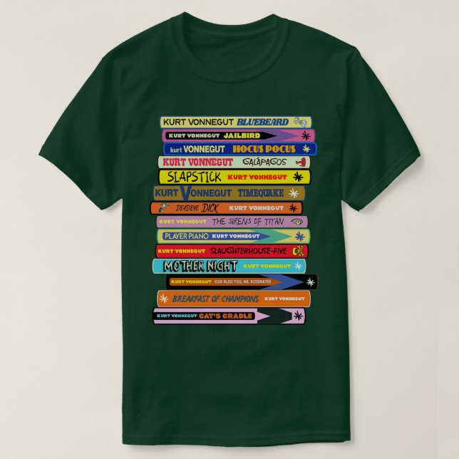 Camiseta Pila de libros de Vonnegut (Diseño del anverso)