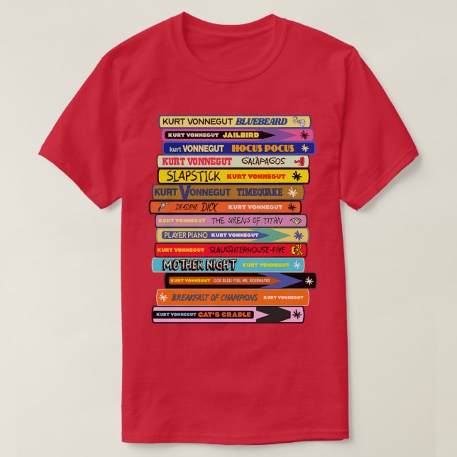 Camiseta Pila de libros de Vonnegut (Diseño del anverso)