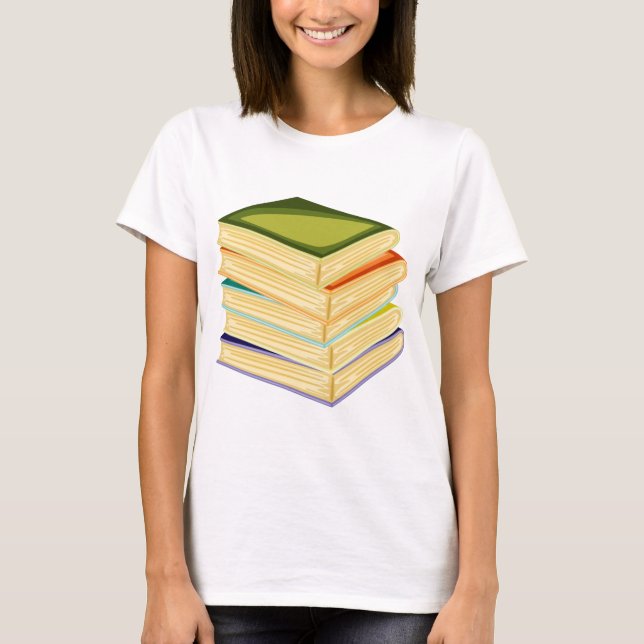 Camiseta Pila de libros Lover Art y Leer libros (Anverso)