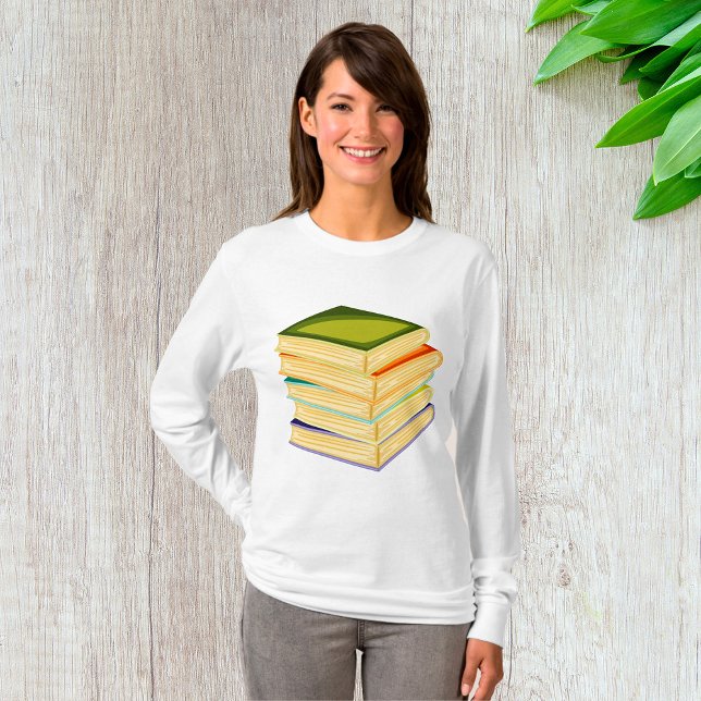 Camiseta Pila de libros Lover Art y Leer libros (Subido por el creador)