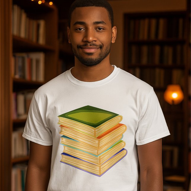 Camiseta Pila de libros Lover Art y Leer libros (Subido por el creador)