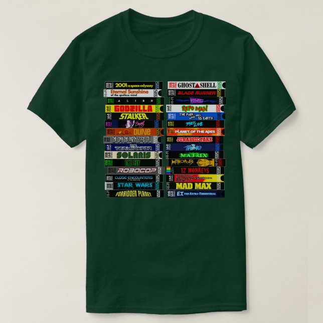 Camiseta Pila VHS de ciencia ficción (Diseño del anverso)