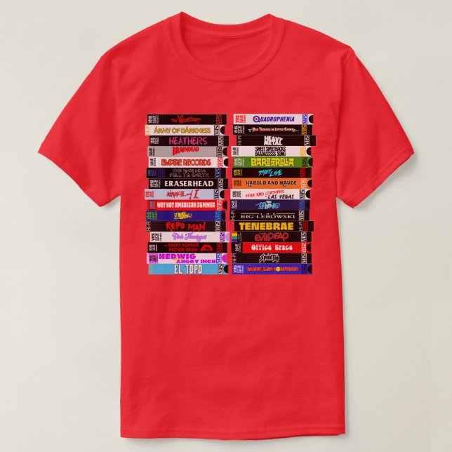 Camiseta Pilas de culto VHS (Diseño del anverso)